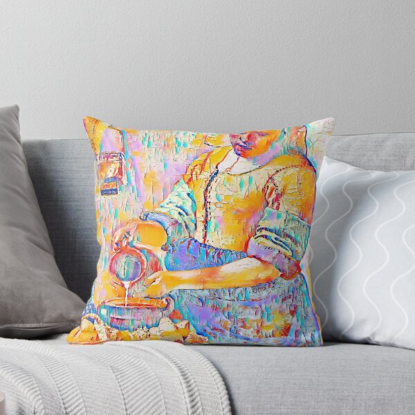 Item preview, The Milkmaid by Johannes Vermeer - colorful palette knife oil texture designed and sold by NickoPrints.