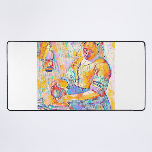 Item preview, The Milkmaid by Johannes Vermeer - colorful palette knife oil texture designed and sold by NickoPrints.