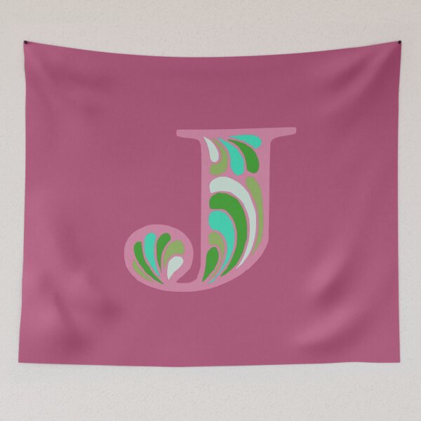 Item preview, Letter J Fancy Monogram Hippie Initial Pink designed and sold by everything4eva.