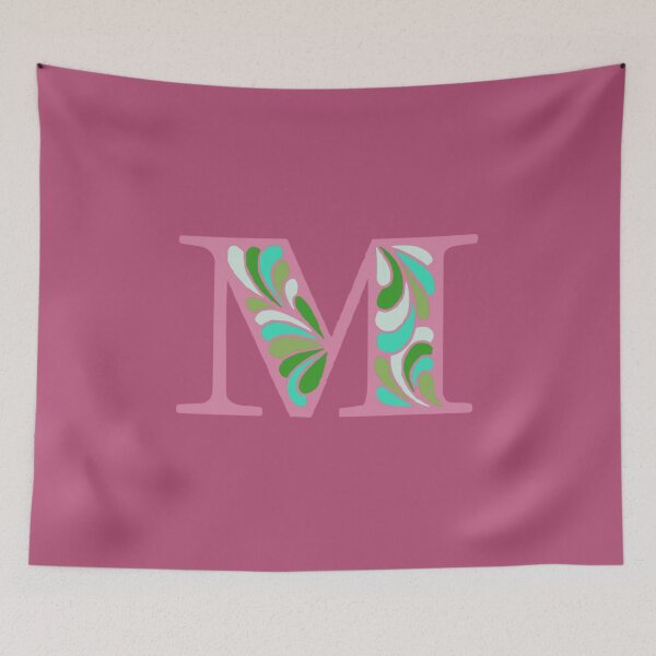 Item preview, Letter M Fancy Monogram Hippie Initial Pink designed and sold by everything4eva.