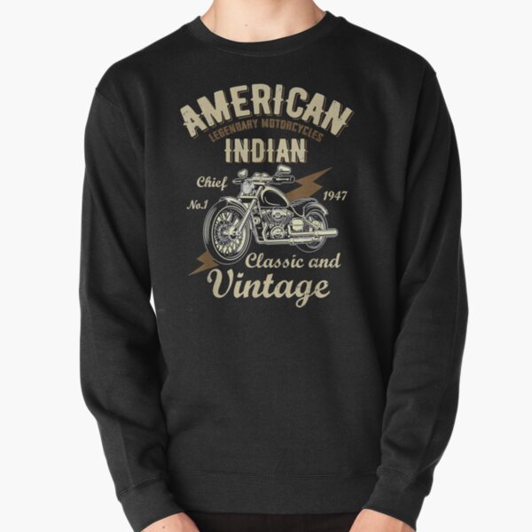 Retro Vintage American Motorcycle Indian For Old Biker Club Pullover Sweatshirt