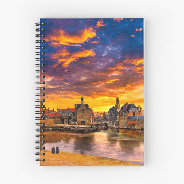 Item preview, View of Delft by Johannes Vermeer, with a sunrise sky designed and sold by NickoPrints.