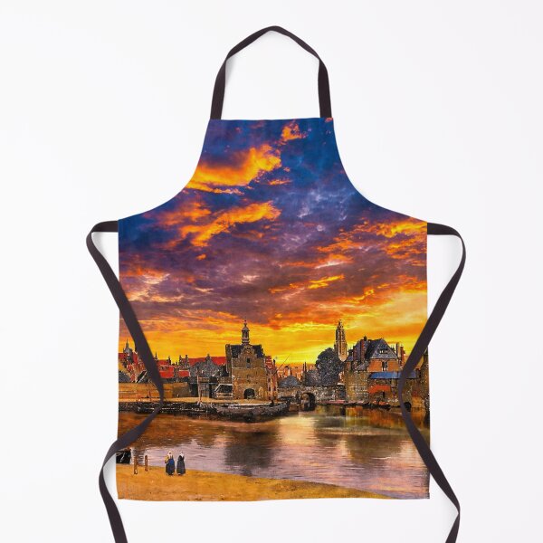 Item preview, View of Delft by Johannes Vermeer, with a sunrise sky designed and sold by NickoPrints.