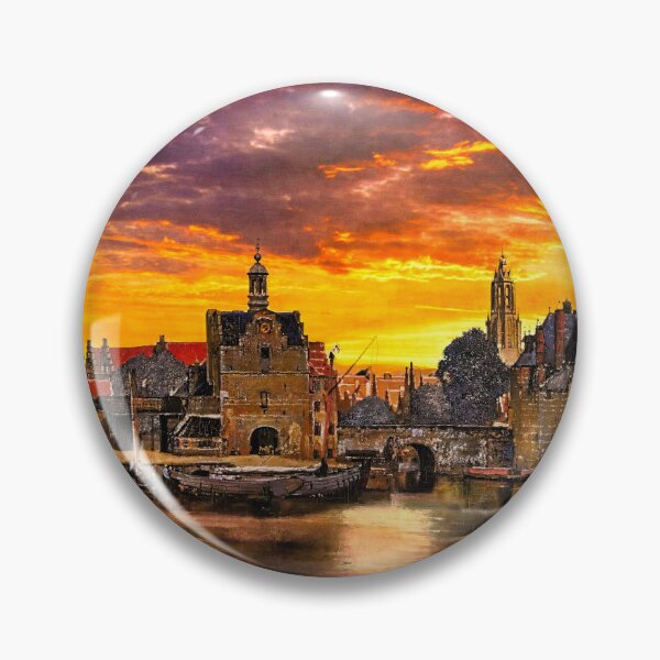 Item preview, View of Delft by Johannes Vermeer, with a sunrise sky - cropped version designed and sold by NickoPrints.