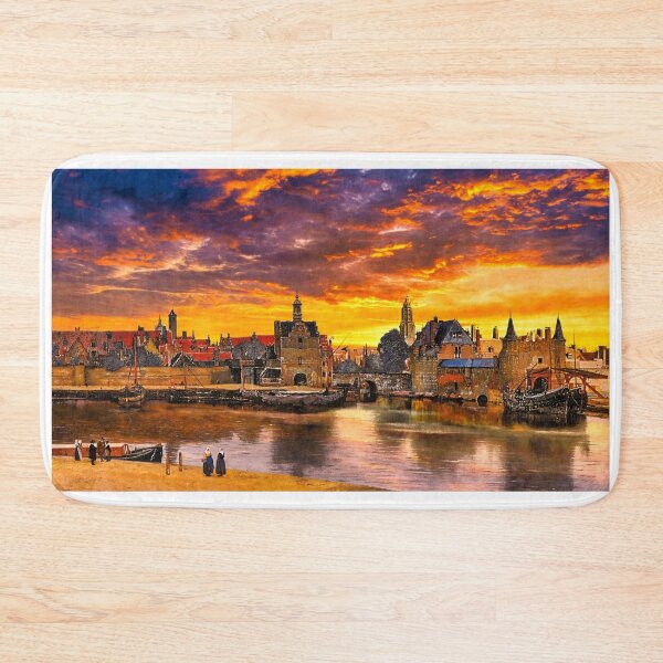 Item preview, View of Delft by Johannes Vermeer, with a sunrise sky - cropped version designed and sold by NickoPrints.