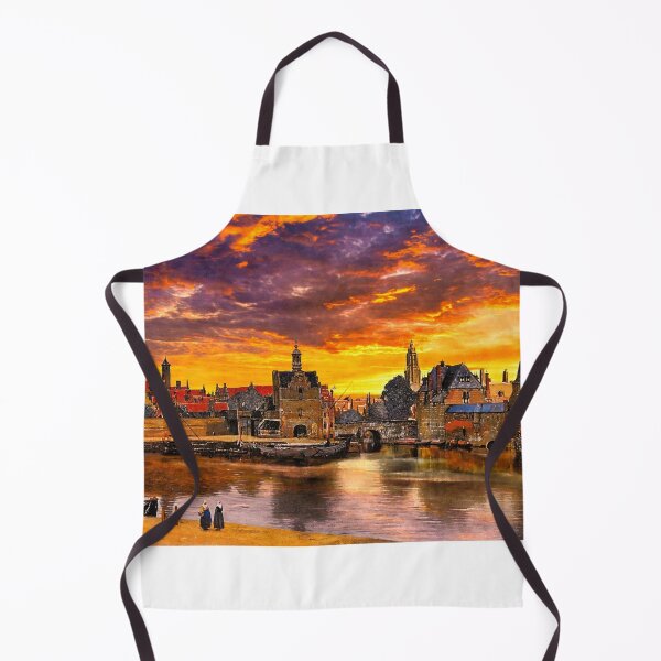 Item preview, View of Delft by Johannes Vermeer, with a sunrise sky - cropped version designed and sold by NickoPrints.