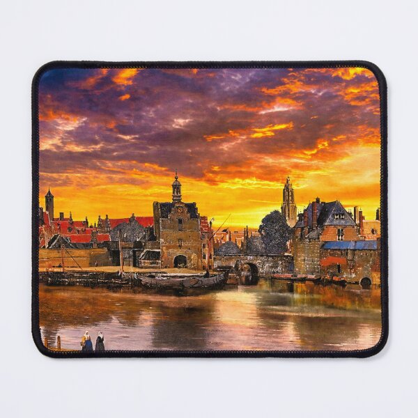 Item preview, View of Delft by Johannes Vermeer, with a sunrise sky - cropped version designed and sold by NickoPrints.