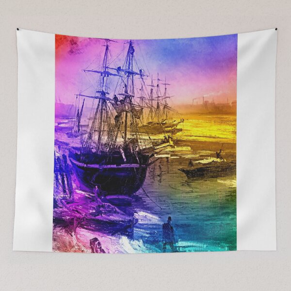 Item preview, The Thames in Ice by James Abbott McNeill Whistler - colorful digital recreation designed and sold by NickoPrints.