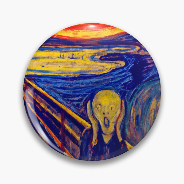 Item preview, The Scream by Edvard Munch - colorful digital recreation in blue, red and yellow  designed and sold by NickoPrints.
