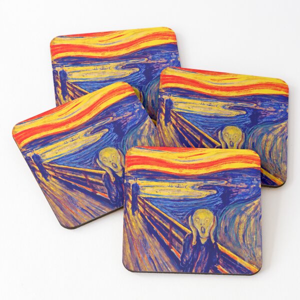 Item preview, The Scream by Edvard Munch - colorful digital recreation in blue, red and yellow  designed and sold by NickoPrints.