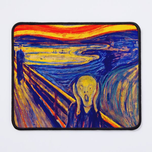 Item preview, The Scream by Edvard Munch - colorful digital recreation in blue, red and yellow designed and sold by NickoPrints.