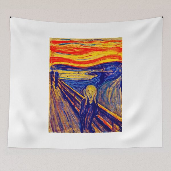 Item preview, The Scream by Edvard Munch - colorful digital recreation in blue, red and yellow  designed and sold by NickoPrints.