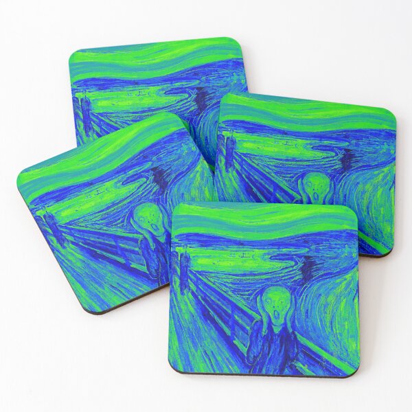 Item preview, The Scream by Edvard Munch - cool colors digital recreation in green and blue designed and sold by NickoPrints.