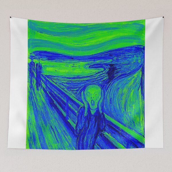 Item preview, The Scream by Edvard Munch - cool colors digital recreation in green and blue designed and sold by NickoPrints.