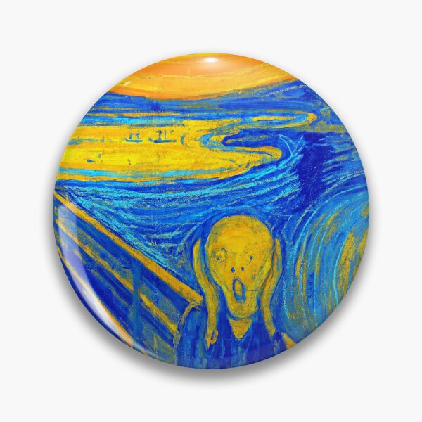 Item preview, The Scream by Edvard Munch - colorful digital recreation in blue, and orange designed and sold by NickoPrints.