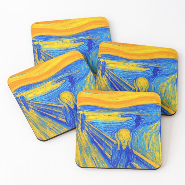 Item preview, The Scream by Edvard Munch - colorful digital recreation in blue, and orange designed and sold by NickoPrints.