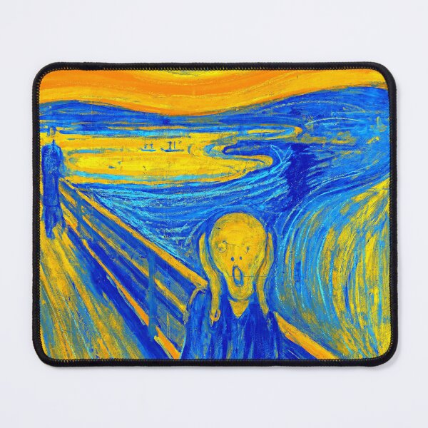 Item preview, The Scream by Edvard Munch - colorful digital recreation in blue, and orange designed and sold by NickoPrints.