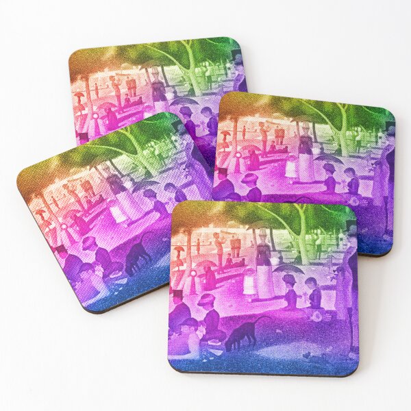 Item preview, A Sunday Afternoon on the Island of La Grande Jatte - colorful halftone pattern designed and sold by NickoPrints.