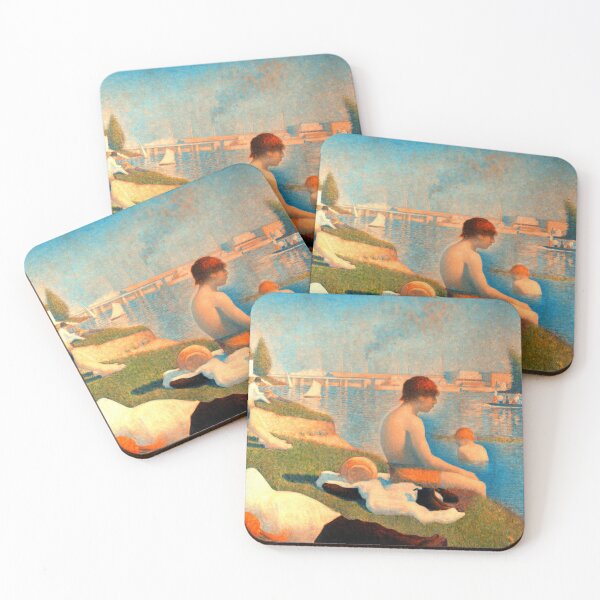 Item preview, Bathers at Asnieres by Georges Seurat - digital recreation in warm colors designed and sold by NickoPrints.