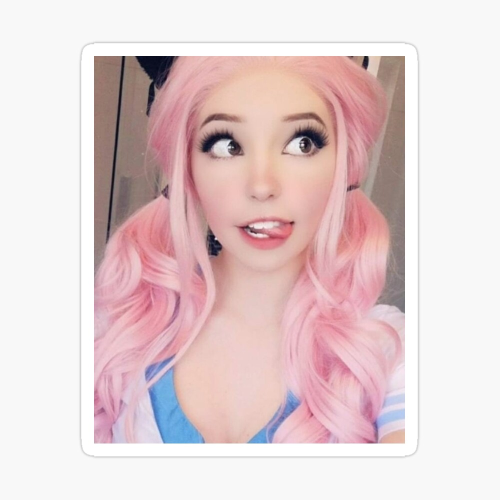 Belle Delphine's short purple and pink sweater on her Instagram