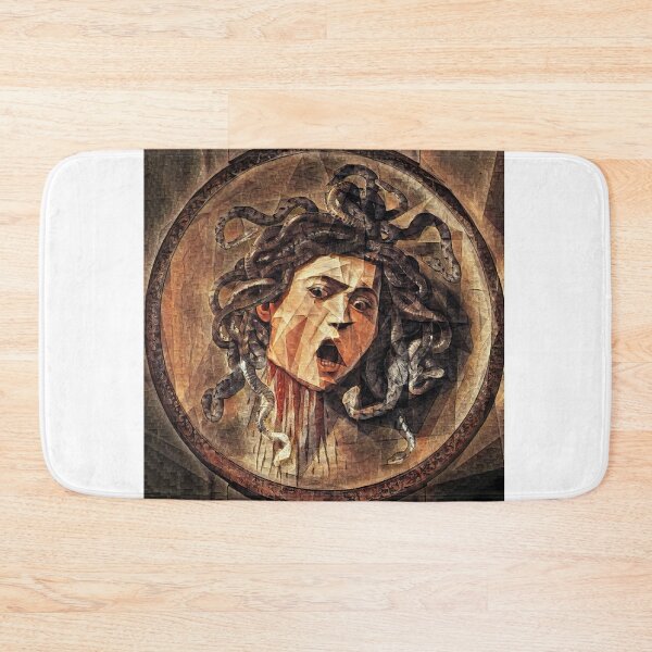 Item preview, Medusa by Caravaggio in the cubist style with big triangular shapes - digital recreation designed and sold by NickoPrints.