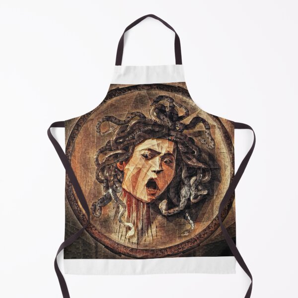 Item preview, Medusa by Caravaggio in the cubist style with big triangular shapes - digital recreation designed and sold by NickoPrints.
