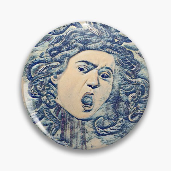 Item preview, Medusa by Caravaggio in the style of the Great Wave off Kanagawa - digital recreation designed and sold by NickoPrints.