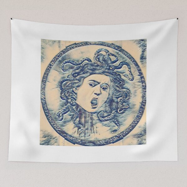 Item preview, Medusa by Caravaggio in the style of the Great Wave off Kanagawa - digital recreation designed and sold by NickoPrints.