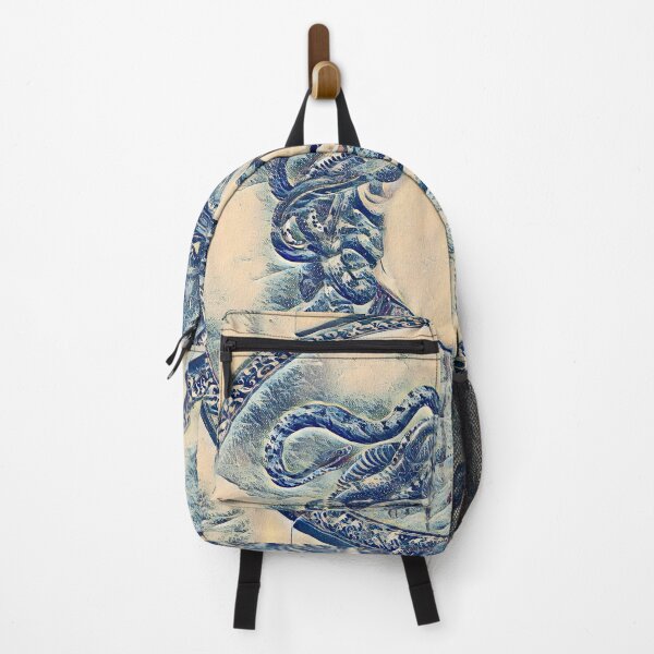 Item preview, Medusa by Caravaggio in the style of the Great Wave off Kanagawa - digital recreation designed and sold by NickoPrints.