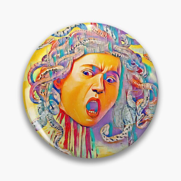 Item preview, Medusa by Caravaggio - colorful palette knife oil texture designed and sold by NickoPrints.