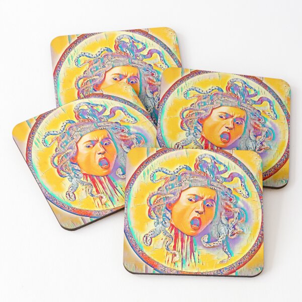 Item preview, Medusa by Caravaggio - colorful palette knife oil texture designed and sold by NickoPrints.