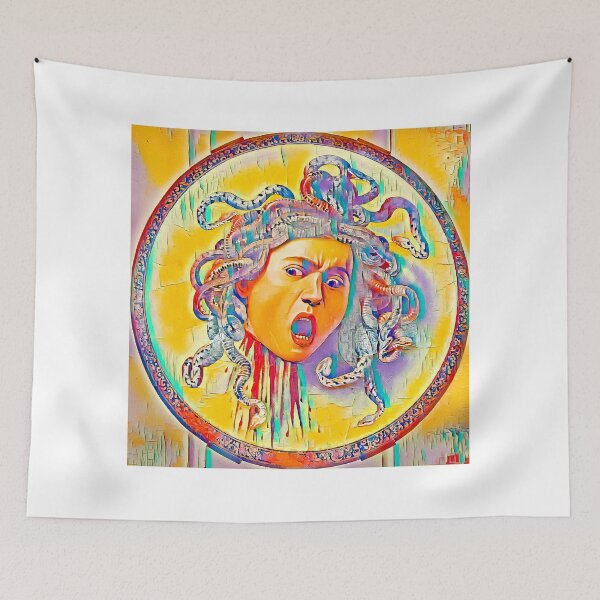 Item preview, Medusa by Caravaggio - colorful palette knife oil texture designed and sold by NickoPrints.