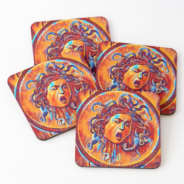 Item preview, Medusa by Caravaggio - colorful dark orange recreation designed and sold by NickoPrints.
