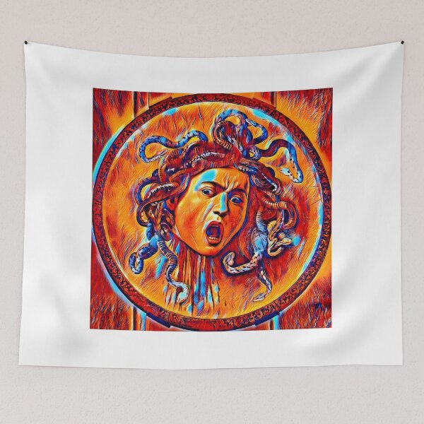 Item preview, Medusa by Caravaggio - colorful dark orange recreation designed and sold by NickoPrints.