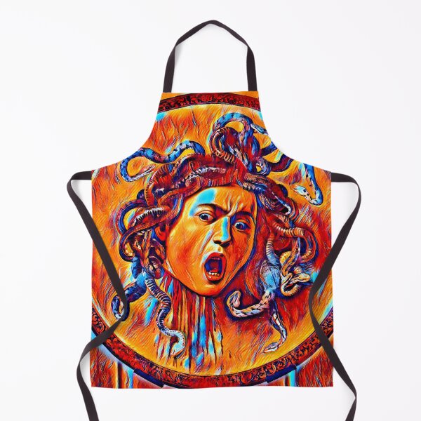 Item preview, Medusa by Caravaggio - colorful dark orange recreation designed and sold by NickoPrints.