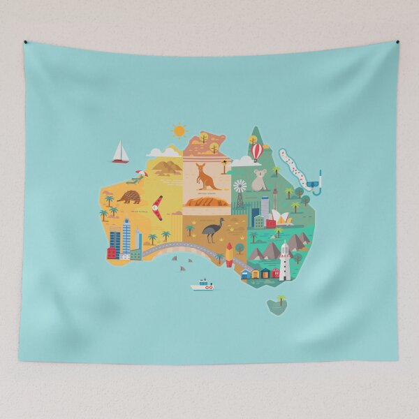 Item preview, Cartoon Map of Australia designed and sold by Antikwar.