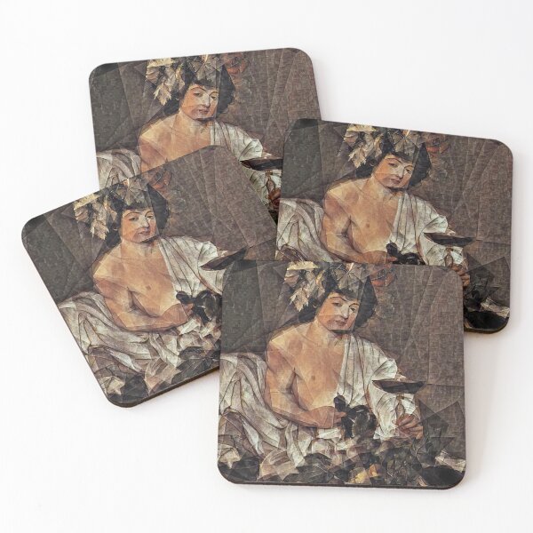 Item preview, Bacchus by Caravaggio in the cubist style with big triangular shapes - digital recreation designed and sold by NickoPrints.