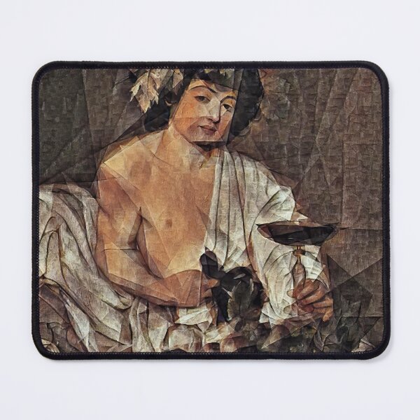 Item preview, Bacchus by Caravaggio in the cubist style with big triangular shapes - digital recreation designed and sold by NickoPrints.