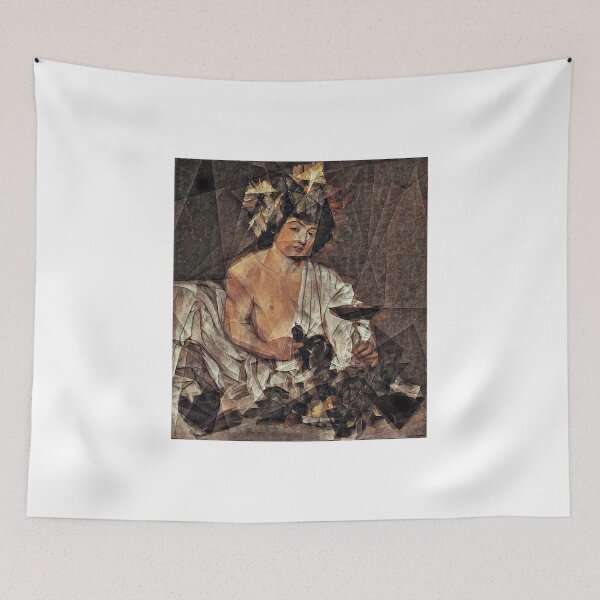 Item preview, Bacchus by Caravaggio in the cubist style with big triangular shapes - digital recreation designed and sold by NickoPrints.
