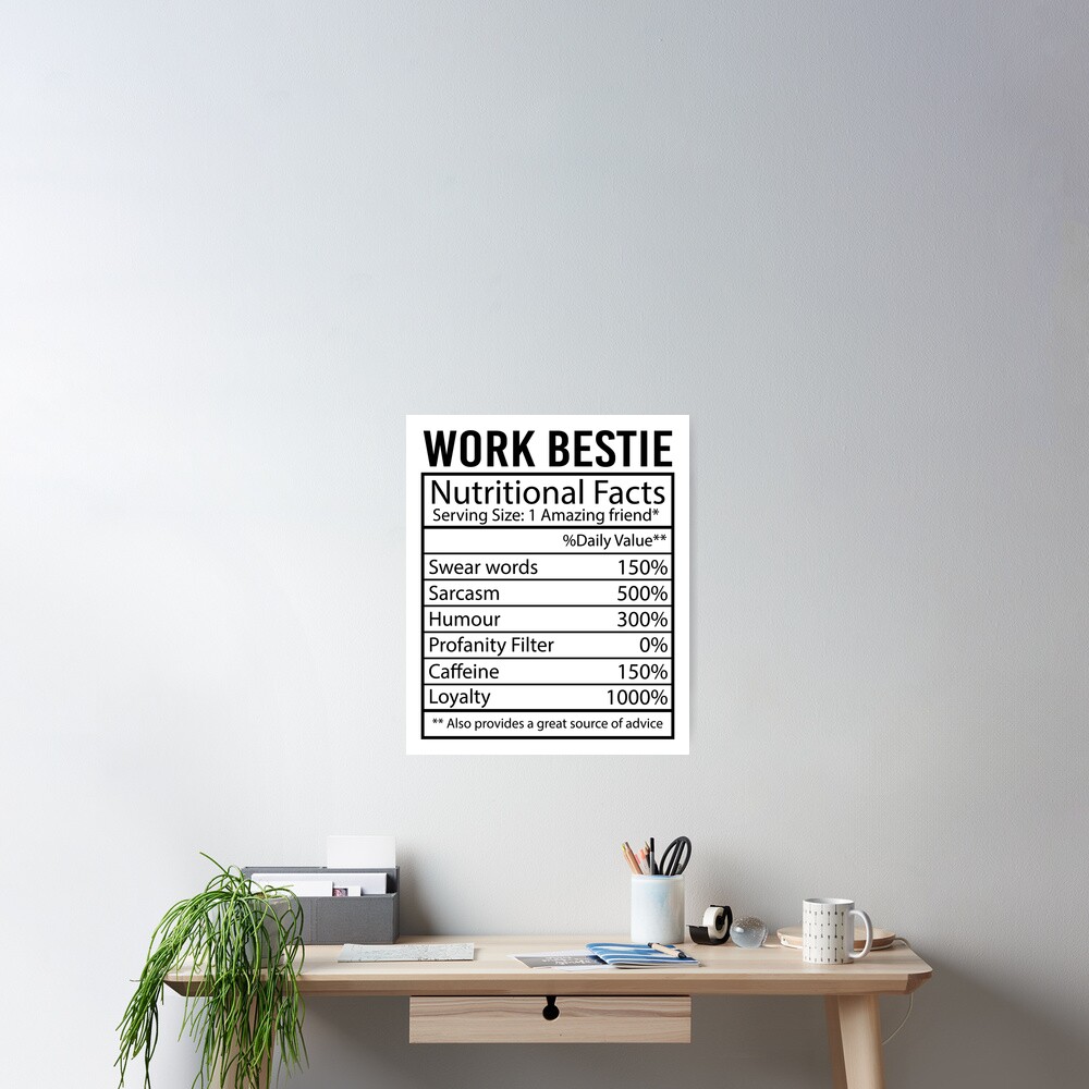 "Work Bestie Nutritional Facts, Work Bestie Gift, Funny Gift For Work