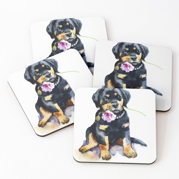 Item preview, Rottweiler Puppy Flower Power designed and sold by DiscoGypsyFish.