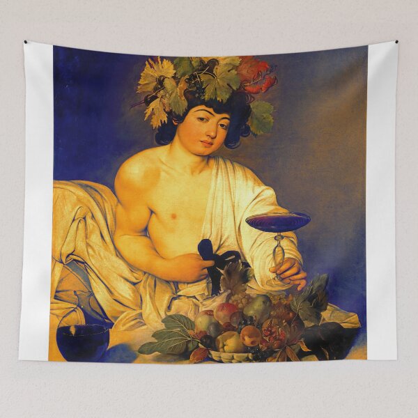 Item preview, Bacchus by Caravaggio - digital enhancement with blue and orange contrast designed and sold by NickoPrints.