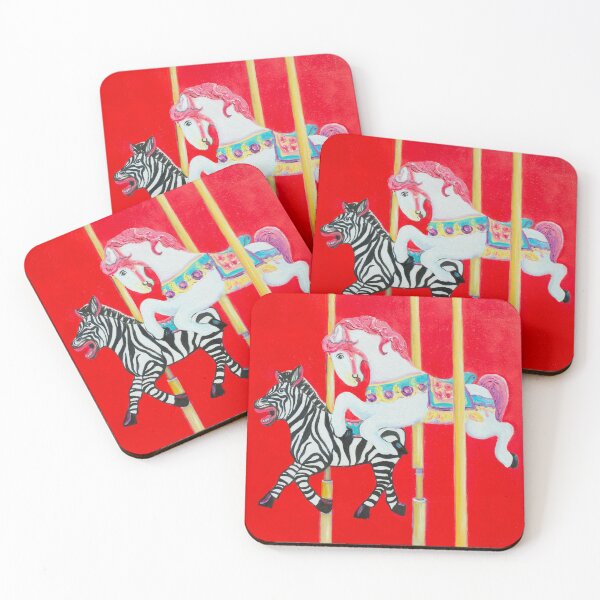 Item preview, Horse and Zebra Carousel painting designed and sold by MatsonArtDesign.