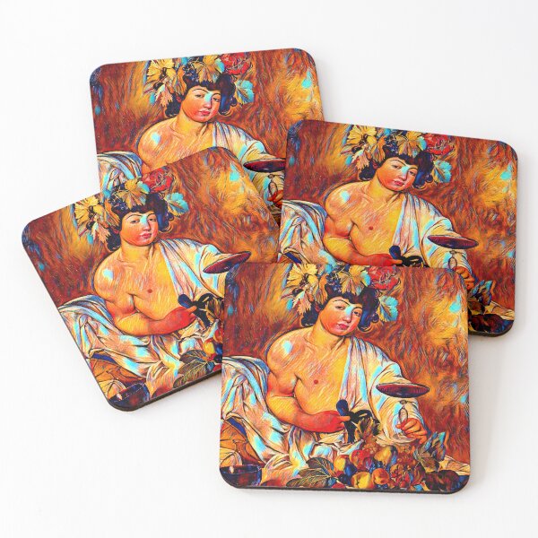 Item preview, Bacchus by Caravaggio - colorful dark orange recreation designed and sold by NickoPrints.