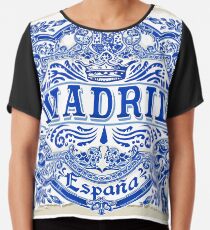 Azulejo Decoration Madrid Blue Vintage Azulejos Tiles Chiffon Top