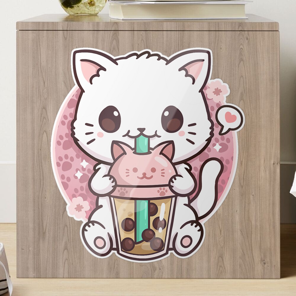 Kawaii Cat Boba Bubble Milk Tea Kawaii Anime Neko' Sticker