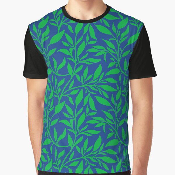 Flowing leaves - blue & lime Graphic T-Shirt