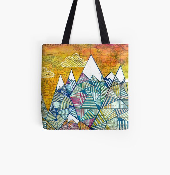 Cartes et montagnes Tote bag doublé