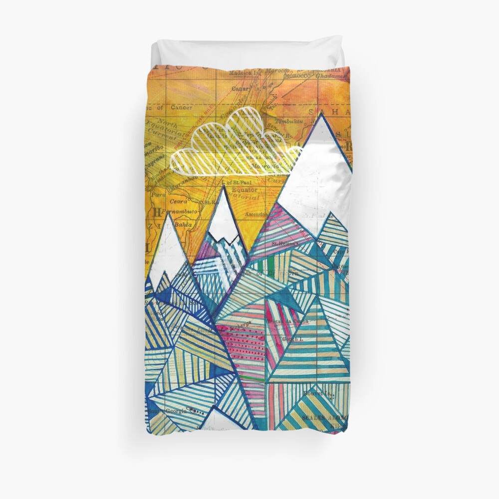 Maps and Mountains Duvet Cover