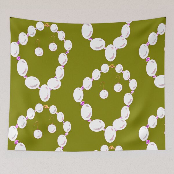 Item preview, Pears necklace and earrings on green background designed and sold by judy snyder.
